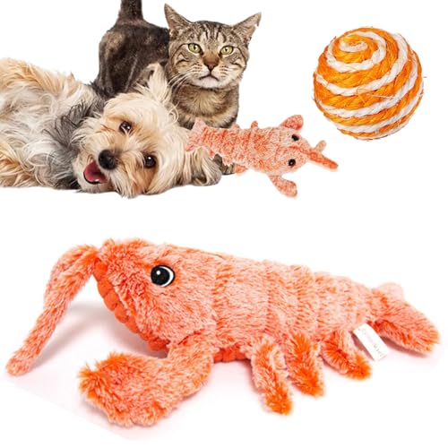 Camic Wiggly Lobster Dog Toy, Furry Fellow Interactive Dog Toy Lobster, Floppy Lobster Interactive Dog Toy, Floppy Lobster Dog Toy, Low-Noise Jumping Lobster Interactive Toy (Yellow) von Camic