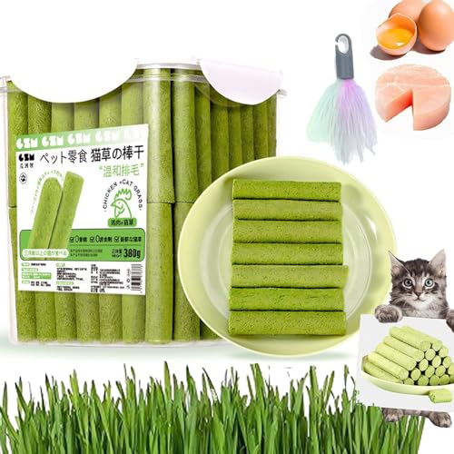 Cat Grass Teething Sticks for Indoor Cats, Cat Chew Stick Natural Molar Rod, Natural Grass Molar Rod Cat Toy Teeth Cleaner, Cat Grass Sticks Increase Appetite (60PCS) von Camic