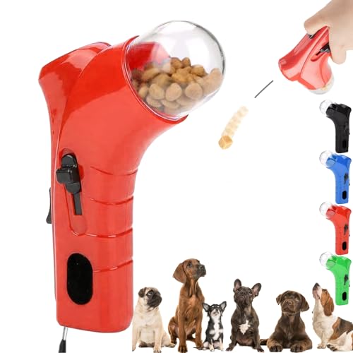 Cat Treat Gun, Pet Treat Launcher Snack Toy, Pet Food Dispenser Launchers, Dog Food Catapult, Handheld pet Feeding Interactive Toys for Dog Cat Exercise Training (Red) von Camic