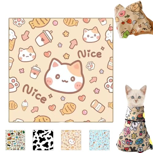 Cat Wrap for Cutting Nails, Velcro Fabric Wrap for Cats, Cat Restraints for Grooming, Cat Control Mat, Multifunctional Pet Tool Cat Grooming Wrap, Self-Adherent, Anti-Bite, Anti-Scratch (A, 35 * 35cm) von Camic