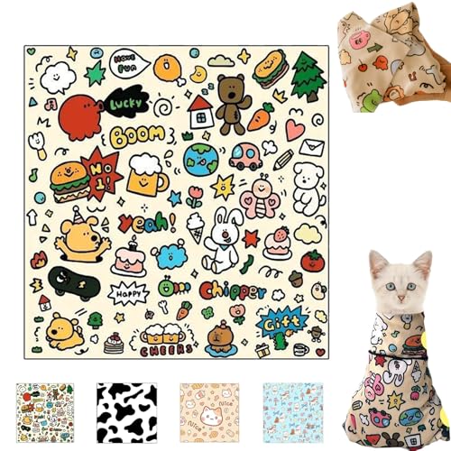 Cat Wrap for Cutting Nails, Velcro Fabric Wrap for Cats, Cat Restraints for Grooming, Cat Control Mat, Multifunctional Pet Tool Cat Grooming Wrap, Self-Adherent, Anti-Bite, Anti-Scratch (C, 45 * 45cm) von Camic