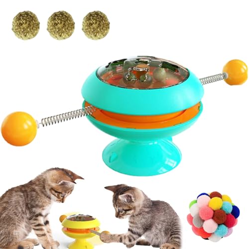 Catnip Interactive Training Toy,Interactive Windmill Cat Toys with Catnip,Interactive Ball Catnip Cat Training Toy,Catnip Interactive Toys for Indoor,Turntable Interactive Cat Toy (Blue) von Camic