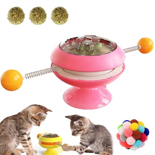 Catnip Interactive Training Toy,Interactive Windmill Cat Toys with Catnip,Interactive Ball Catnip Cat Training Toy,Catnip Interactive Toys for Indoor,Turntable Interactive Cat Toy (Pink) von Camic