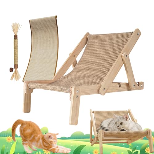 Celery Pets Cat Lounger Chair, cat Sisal Lounge Chair for Indoor, Adjustable Cat Hammock Pet Cozy Bed, Holds Up to 44lbs Thickened Recliner (1Set+Replacement Pads) von Camic