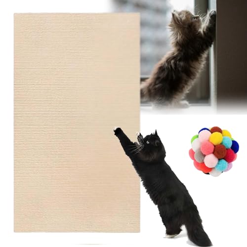 DIY Climbing Cat Scratcher, Cat Scratcher, Kratzmatte Selbstklebend, Kratzmatte Katze, Kratzmatte Katze Wand, Kratzteppich Selbstklebend, Katzen Kratzmatte Selbstklebend (Beige, 40 * 100cm) von Camic