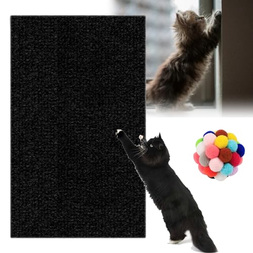 DIY Climbing Cat Scratcher, Cat Scratcher, Kratzmatte Selbstklebend, Kratzmatte Katze, Kratzmatte Katze Wand, Kratzteppich Selbstklebend, Katzen Kratzmatte Selbstklebend (Black, 30 * 100cm) von Camic