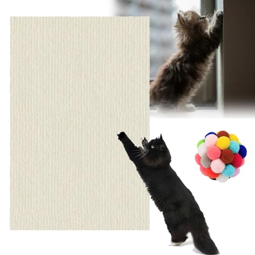 DIY Climbing Cat Scratcher, Cat Scratcher, Kratzmatte Selbstklebend, Kratzmatte Katze, Kratzmatte Katze Wand, Kratzteppich Selbstklebend, Katzen Kratzmatte Selbstklebend (White, 30 * 100cm) von Camic