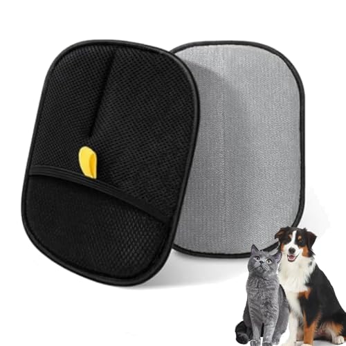 Electrostatic Pet Hair Removal Glove, Two-Way Removal Gloves Pet Hair, Reusable Cat Grooming Mitt, Multi-Pet Family Daily Cleaning Tool for Couch, Furniture, Carpet, Car Seat (2Pcs Black) von Camic
