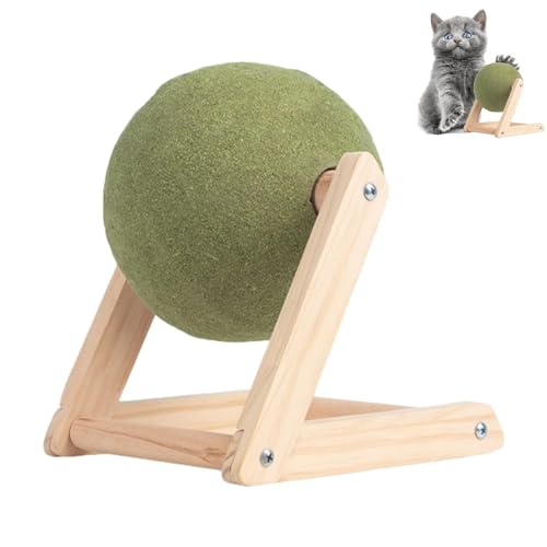 Giant Catnip Ball with Wood Stand, Catnip Floor Ball Toy, Rotatable Catnip Roller Ball Floor Mount, Floor Catnip Roller for Cat Playing (Mint Green-L) von Camic