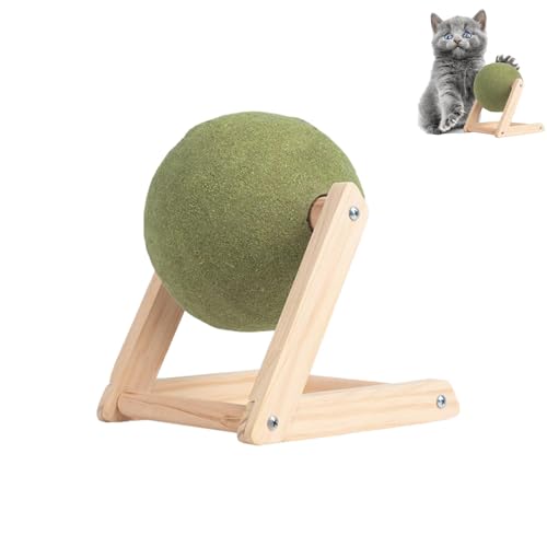 Giant Catnip Ball with Wood Stand, Catnip Floor Ball Toy, Rotatable Catnip Roller Ball Floor Mount, Floor Catnip Roller for Cat Playing (Mint Green-S) von Camic