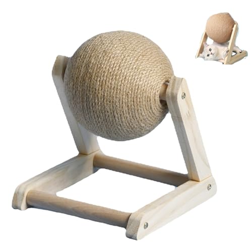 Giant Catnip Ball with Wood Stand, Catnip Floor Ball Toy, Rotatable Catnip Roller Ball Floor Mount, Floor Catnip Roller for Cat Playing (Wood Grain Color-L) von Camic