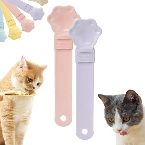 Happy Spoon for Cats, Cuddles and Meow Cat Treat Feeder, Claw Shape Cat Strip Happy Spoon, Multifunktionaler Haustier-Löffel, Cat Strip Feeder, Cat Wet Treats Dispense Spoon with 0 Waste (2pcs-1) von Camic