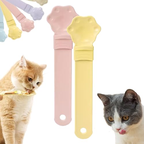 Happy Spoon for Cats, Cuddles and Meow Cat Treat Feeder, Claw Shape Cat Strip Happy Spoon, Multifunktionaler Haustier-Löffel, Cat Strip Feeder, Cat Wet Treats Dispense Spoon with 0 Waste (2pcs-3) von Camic