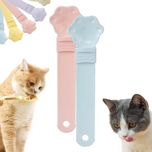 Happy Spoon for Cats, Cuddles and Meow Cat Treat Feeder, Claw Shape Cat Strip Happy Spoon, Multifunktionaler Haustier-Löffel, Cat Strip Feeder, Cat Wet Treats Dispense Spoon with 0 Waste (2pcs-4) von Camic