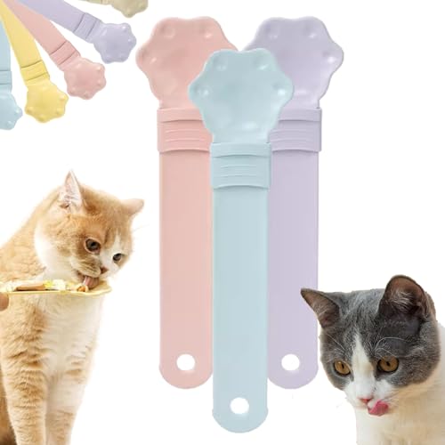 Happy Spoon for Cats, Cuddles and Meow Cat Treat Feeder, Claw Shape Cat Strip Happy Spoon, Multifunktionaler Haustier-Löffel, Cat Strip Feeder, Cat Wet Treats Dispense Spoon with 0 Waste (3pcs-1) von Camic