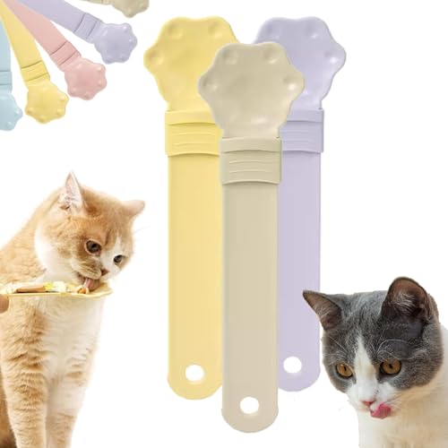 Happy Spoon for Cats, Cuddles and Meow Cat Treat Feeder, Claw Shape Cat Strip Happy Spoon, Multifunktionaler Haustier-Löffel, Cat Strip Feeder, Cat Wet Treats Dispense Spoon with 0 Waste (3pcs-2) von Camic
