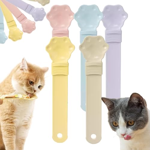 Happy Spoon for Cats, Cuddles and Meow Cat Treat Feeder, Claw Shape Cat Strip Happy Spoon, Multifunktionaler Haustier-Löffel, Cat Strip Feeder, Cat Wet Treats Dispense Spoon with 0 Waste (5pcs) von Camic