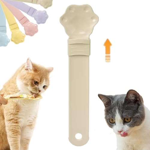 Happy Spoon for Cats, Cuddles and Meow Cat Treat Feeder, Claw Shape Cat Strip Happy Spoon, Multifunktionaler Haustier-Löffel, Cat Strip Feeder, Cat Wet Treats Dispense Spoon with 0 Waste (Malt) von Camic