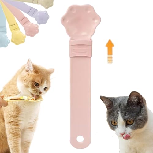 Happy Spoon for Cats, Cuddles and Meow Cat Treat Feeder, Claw Shape Cat Strip Happy Spoon, Multifunktionaler Haustier-Löffel, Cat Strip Feeder, Cat Wet Treats Dispense Spoon with 0 Waste (Pink) von Camic