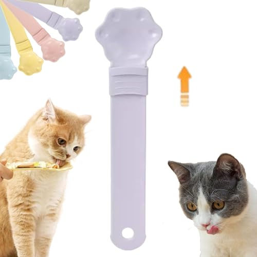Happy Spoon for Cats, Cuddles and Meow Cat Treat Feeder, Claw Shape Cat Strip Happy Spoon, Multifunktionaler Haustier-Löffel, Cat Strip Feeder, Cat Wet Treats Dispense Spoon with 0 Waste (Purple) von Camic
