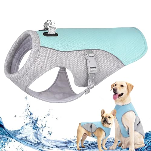 Monelia Kühlweste - Der Hitzeschutz für deinen Hund, Kühlgeschirr für Hunde Klein, Mittelgroßer, Groß, Dog Cooling Vest, Schützt vor Hund Hitzschlag, Sonnenschutz (Blau, L) von Camic