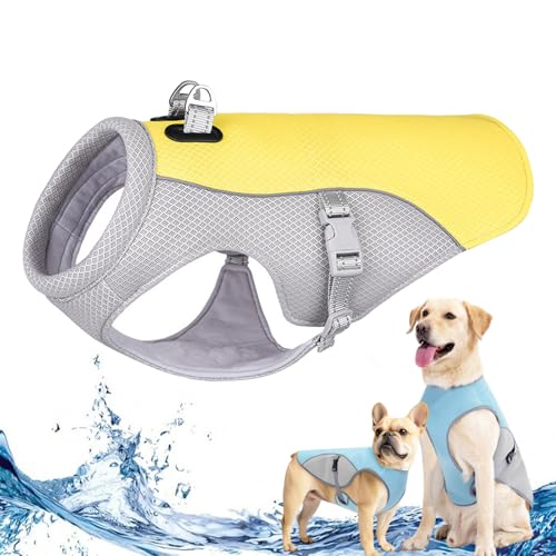 Monelia Kühlweste - Der Hitzeschutz für deinen Hund, Kühlgeschirr für Hunde Klein, Mittelgroßer, Groß, Dog Cooling Vest, Schützt vor Hund Hitzschlag, Sonnenschutz (Gelb, 2XL) von Camic