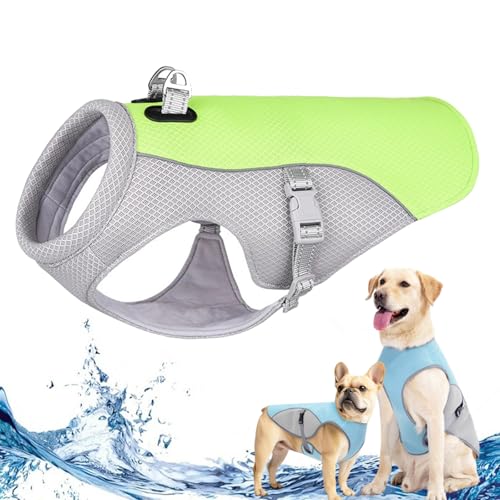 Monelia Kühlweste - Der Hitzeschutz für deinen Hund, Kühlgeschirr für Hunde Klein, Mittelgroßer, Groß, Dog Cooling Vest, Schützt vor Hund Hitzschlag, Sonnenschutz (Grün, M) von Camic