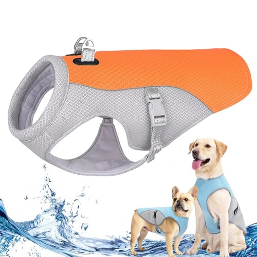 Monelia Kühlweste - Der Hitzeschutz für deinen Hund, Kühlgeschirr für Hunde Klein, Mittelgroßer, Groß, Dog Cooling Vest, Schützt vor Hund Hitzschlag, Sonnenschutz (Orange, L) von Camic