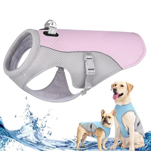 Monelia Kühlweste - Der Hitzeschutz für deinen Hund, Kühlgeschirr für Hunde Klein, Mittelgroßer, Groß, Dog Cooling Vest, Schützt vor Hund Hitzschlag, Sonnenschutz (Rosa, M) von Camic