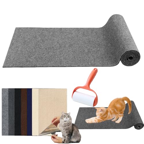 Pawmingle Cat Scratching Carpet, Sticky Scratch Wall Mat, Cat Scratching Mat, Cat Scratch Furniture Protector, Trimmable Cat Scratching Pad for Cat Tree, Steps (Gray, 40cm*100cm(15.7in*39.4in)) von Camic