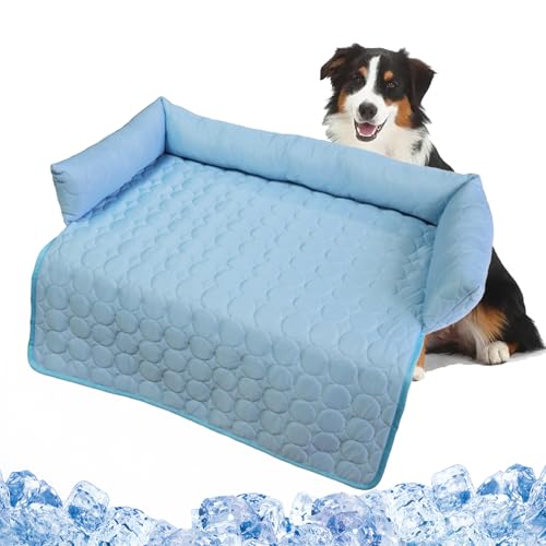 Pelsbarn Cooling Bed, Heatrelief Cooling Dog Bed, Self Cool Dog Sofa Mat with Ice Silk Fabric, Durable Anti-Scratch Gel Pad for Dogs Cats in Hot Summer, Machine Washable (Blue, 98 * 90CM) von Camic