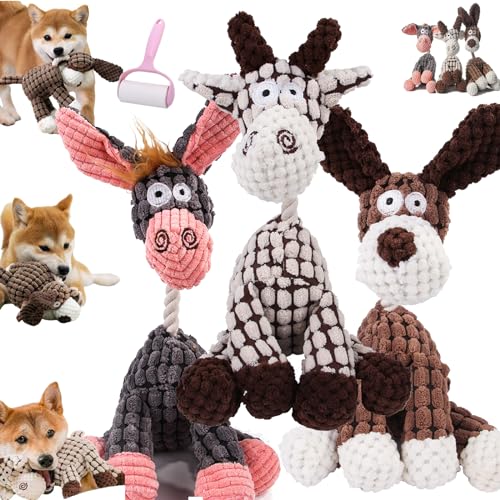 Robustplush-Immortal Squeaker Plush Toy for Aggressive Chewers, Antarcking Robust Plush Indestructible Toy, Interactive Durable Chewing Toys for Small Medium Dogs (3PCS) von Camic