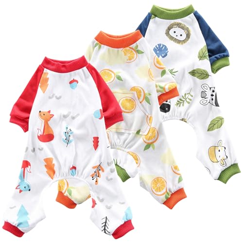 Camidy 3 Pack Puppy Dog Bodysuit Pet Dog Pajamas Cute Pet Clothes Dog Jumpsuit Puppy Soft Bodysuits for Small Size Dogs von Camidy