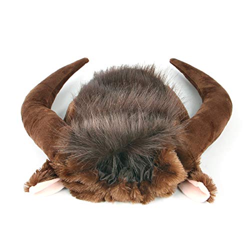 Camidy Bull Horn Perücke für Pet Hund Cosplay Cattle Horn Mähne Kopfbedeckungen für Katze Hund Cosplay Partei Kostüm Bull Perücke Headwear Feiern Die 2021 Jahr des Ochsen von Camidy