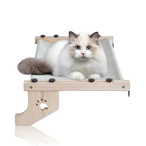 Camidy Cat Sill Window Perch Sturdy Cat Hammock Window Seat with Wood & Metal Frame for Large Cats, Cat Bed for Windowsill, Bedside, Drawer and Cabinet von Camidy