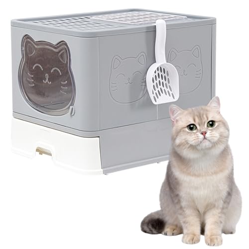 Camidy Covered Litter Box for Small to Medium Cats, Travel Cat Litter Box with Lid Foldable Litter Box Covered Litter Boxes for Home Use von Camidy