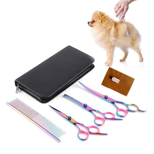 Camidy Dog Grooming Scissors Kit, Pet Hair Cutting Trimmer Kit with Tooth Scissors Shears for Hair Cutting Salon Barber Shears for Cat Dog von Camidy