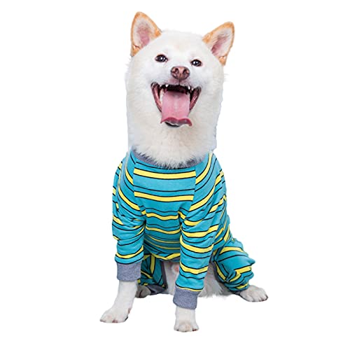 Camidy Hund Recovery Anzug Haustier Hund Gestreiften Pyjamas Full Coverage Hund Body Vier Beine Langarm Onesie Overall Kleidung für Große Hunde von Camidy
