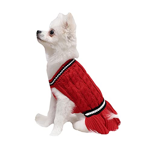 Camidy Hund Stricken Pullover Haustier Hund Kabel Stricken Pullover Warme Pullover Sweatershirt Kleid für Small Medium Large Hunde Katzen von Camidy
