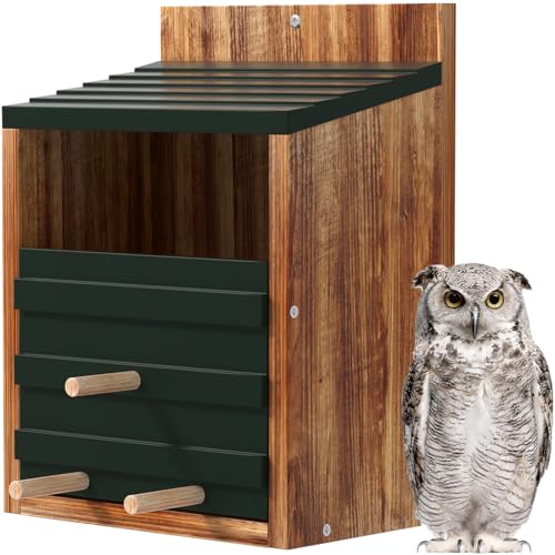 Camii Eulenhaus, Vogelhaus für draußen, Eulen-Nistkasten mit Premium karbonisiertem Zypressenholz, Befestigungsschrauben, leicht zu reinigen, Kreischkasten für Wildtierliebhaber, einfache Montage Camii Eulenhaus, Vogelhaus für draußen, Eulen-Nistkasten mit Premium karbonisiertem Zypressenholz, Befestigungsschrauben, leicht zu reinigen, Kreischkasten für Wildtierliebhaber, einfache Montage von Camii