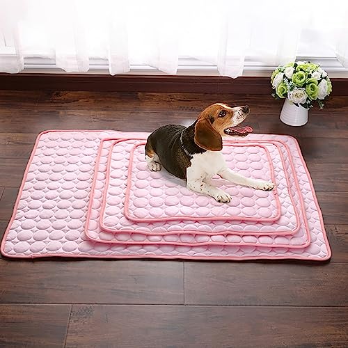 Camiraft Kühlmatte wasserdichte rutschfeste hundematte für Zuhause Unterwegs oder im Auto Kühlkissen für Hunde Selbst Kühlende Hundematte Sommer，Rosa，40 * 30cm von Camiraft