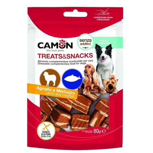 Camon AE707 Leckereien & Snacks für Hunde Fleischwürfel Lamm und Kabeljau glutenfrei von Camon