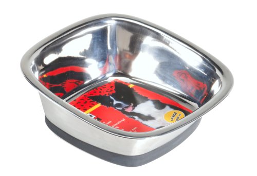 Camon Edelstahl quadratisch Durapet Futternapf für Haustiere, 1.6 Liter, Hund, Innen von Camon