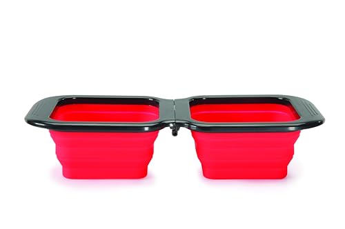 Camon Faltbarer, quadratischer und Silikon-Doppelnapf, klein, 2 x 350 ml, Silikon-Reiseschüssel für Haustiere, Faltschüssel, lebensmittelechtes Silikon, großes Fassungsvermögen, leicht zu waschen, Camon Faltbarer, quadratischer und Silikon-Doppelnapf, klein, 2 x 350 ml, Silikon-Reiseschüssel für Haustiere, Faltschüssel, lebensmittelechtes Silikon, großes Fassungsvermögen, leicht zu waschen, von Camon