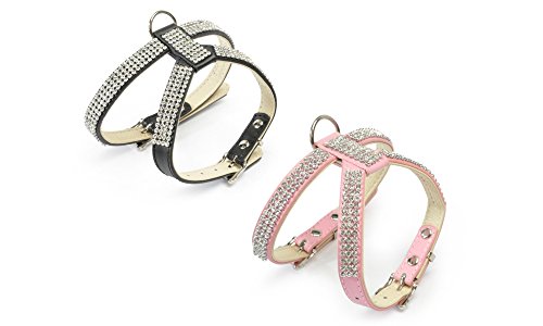 Camon Hundegeschirr, Leder, mit Strass, Rosa von Camon