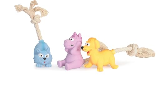 Camon Latex Hundespielzeug - Hund, Katze und Pferd mit Quietscher und Seil Camon Latex Hundespielzeug - Hund, Katze und Pferd mit Quietscher und Seil von Camon