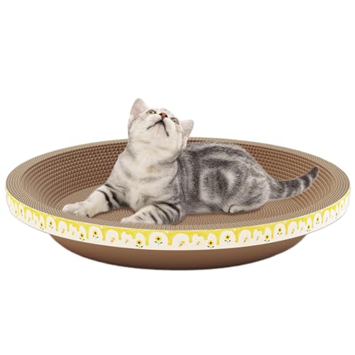 Kratzschale für Katzen | Katzen-Kratzmatte aus Pappe, Futternapf – Dicke, Kratzfeste Katzen-Kratzmatte aus Pappe zum Schutz von Möbeln von Campsie
