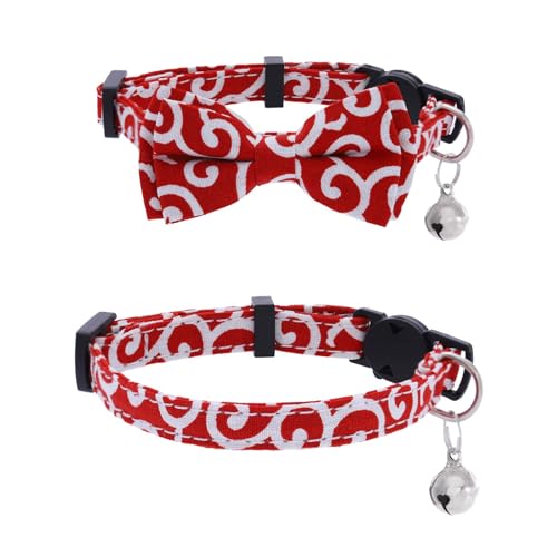 Campsis Katzenhalsbänder mit Fliege, Sicherheits-Katzenhalsband mit Glöckchen, verstellbar, mit abnehmbarer Schleife und Glöckchen, für Jungen, Katzen, Mädchen, Katzen, 2 Stück Campsis Katzenhalsbänder mit Fliege, Sicherheits-Katzenhalsband mit Glöckchen, verstellbar, mit abnehmbarer Schleife und Glöckchen, für Jungen, Katzen, Mädchen, Katzen, 2 Stück von Campsis