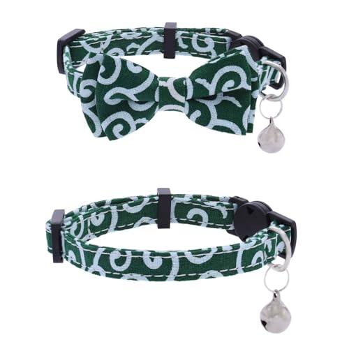 Campsis Katzenhalsbänder mit Fliege, Sicherheits-Katzenhalsband mit Glöckchen, verstellbar, mit abnehmbarer Schleife und Glöckchen, für Jungen, Katzen, Mädchen, Katzen, 2 Stück Campsis Katzenhalsbänder mit Fliege, Sicherheits-Katzenhalsband mit Glöckchen, verstellbar, mit abnehmbarer Schleife und Glöckchen, für Jungen, Katzen, Mädchen, Katzen, 2 Stück von Campsis