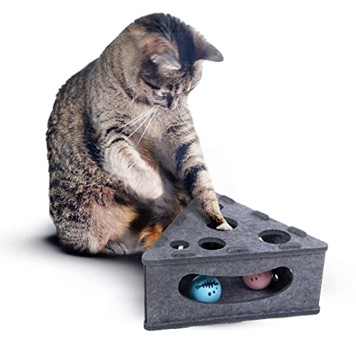 CanadianCat Company | Katzenspielzeug Selbstbeschäftigung, Interaktives Katzenspielzeug Filz Käsekästchen für Katzen, interaktives Spielzeug für Katzen von CanadianCat Company